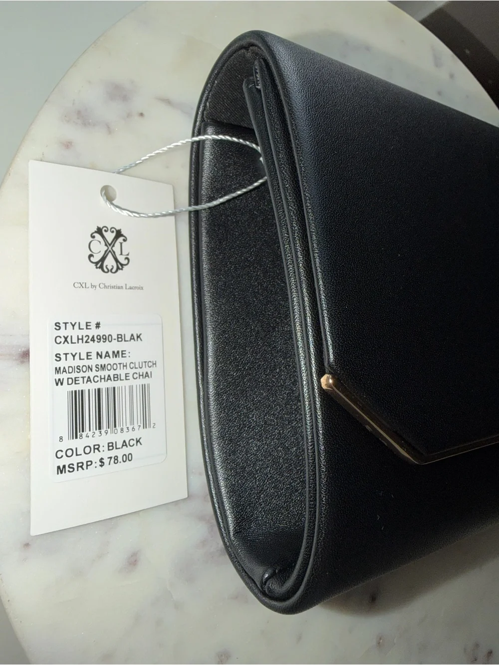 Christian Lacroix Black Envelope Clutch with Gold Trim